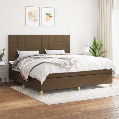 Boxspring met matras stof donkerbruin 200x200 cm