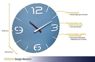 TFA Dostmann 60.3047.14 Wandklok Kwarts 35 cm x 3.5 cm Zeeblauw TFA Dostmann 60.3047.14 Wandklok Kwarts 35 cm x 3.5 cm Zeeblauw
