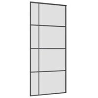 Schuifdeur met beslagset 90x205 cm ESG glas zwart - thumbnail