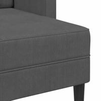Tweezitsbank met chaise longue L-vormig donkergrijs 125 cm linnen - thumbnail
