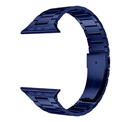 By Qubix - Stalen schakelband - Donkerblauw - Compatible met Apple watch 44mm / 45mm / 46mm / 49mm - Compatible Apple watch bandjes