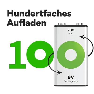 GP Oplaadbare 9V batterij (blok) ReCyko NiMH 8.4 V 200 mAh 1 stuk(s) GP Oplaadbare 9V batterij (blok) ReCyko NiMH 8.4 V 200 mAh 1 stuk(s)
