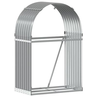 VidaXL Haardhoutopslag 80x45x120 cm gegalvaniseerd staal lichtgrijs