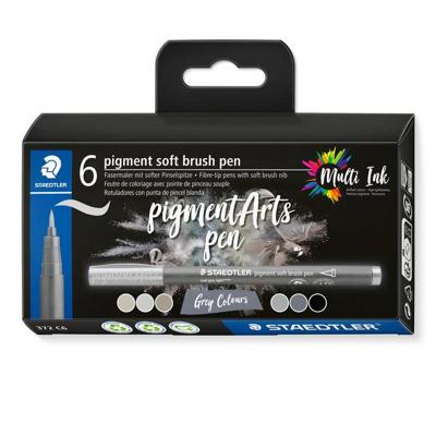 Brushpen Staedtler pigment pen etui à 6 grijze kleuren | 8 stuks Brushpen Staedtler pigment pen etui à 6 grijze kleuren | 8 stuks