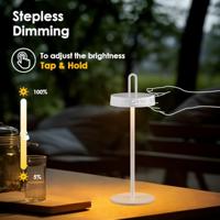 Draadloze Oplaadbare LED Tafellamp - Binnen & Buiten - Dimbaar - ø12.8 x 36.6 cm - Warmwit licht - 3000mAh - White - thumbnail
