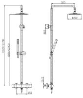 Regendouche set Wiesbaden Black 304 | Opbouw | Thermostaatkraan | 2-weg | Rond | Zwart mat - thumbnail