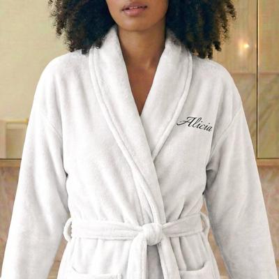 Dames badjas borduren - Wit - L/XL