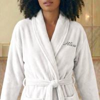 Dames badjas borduren - Wit - L/XL - thumbnail