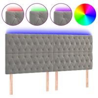 Hoofdbord LED 180x7x118/128 cm fluweel lichtgrijs - thumbnail