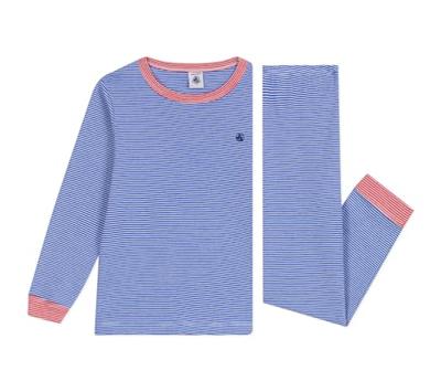 Pyjama van gestreept katoen voor kinderen PETIT BATEAU blauw