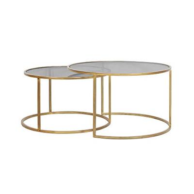 Light & Living Salontafel 'Duarte' Set van 2 stuks, kleur Goud/Smoke