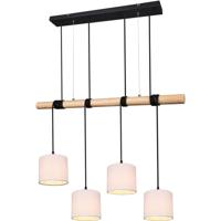 LED Hanglamp - Trion Oden - E27 Fitting - 4-lichts - Rechthoek - Mat Zwart - Aluminium - thumbnail