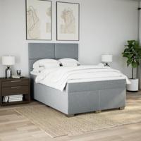 Boxspring met matras stof lichtgrijs 140x190 cm - thumbnail