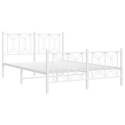 Bedframe met hoofd- en voeteneinde metaal wit 135x190 cm