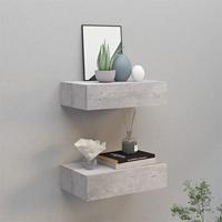 VidaXL Wandschappen 2 st met lade 40x23,5x10 cm mdf betongrijs - thumbnail
