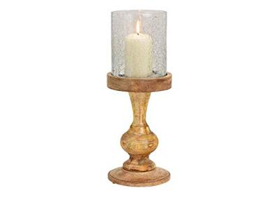 Windlicht craquelé van glas, mangohout naturel (B/H/D) 14 x 35 x 14 cm Windlicht craquelé van glas, mangohout naturel (B/H/D) 14 x 35 x 14 cm