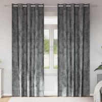 VidaXL Velvet gordijnen met gordijnen 2 pcs grijs 260 x 140 cm fluweel - thumbnail