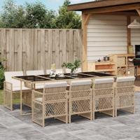 9-delige Tuinset met kussens poly rattan beige - thumbnail