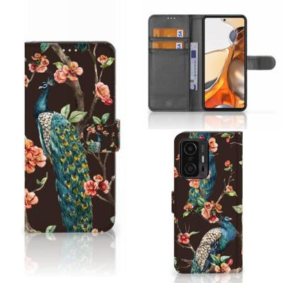 Xiaomi 11T | 11T Pro | Telefoonhoesje | Met pasjeshouder | Pauw met Bloemen