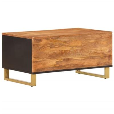 Salontafel 80x50x40 cm massief mangohout bruin en zwart