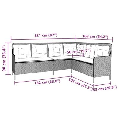 Tuinbank met kussens L-vormig poly rattan beige Tuinbank met kussens L-vormig poly rattan beige