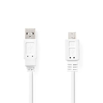 Platte USB 2.0-Kabel | A Male - Micro-B Male | 1,0 m | Wit