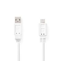 Platte USB 2.0-Kabel | A Male - Micro-B Male | 1,0 m | Wit - thumbnail