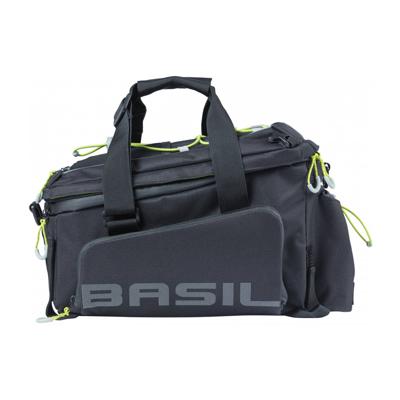 Basil miles xl pro bagagedragertas - waterdicht - sportief - zwart/lime - 9-36l - mik/rt adapterplaten
