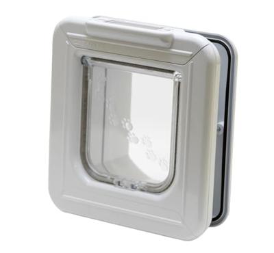Cat Mate microchip kattenluik met tijdklok 100mm wit - thumbnail