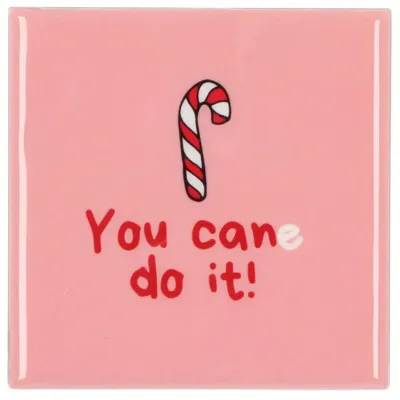 Daan Kromhout Design tegeltje keramiek you cane do it 10x10cm roze