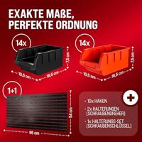 Gereedschapswand Zwart Rood 43-delig Stapelboxen - thumbnail