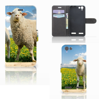 Lenovo Vibe K5 Telefoonhoesje met Pasjes Schaap en Lammetje Lenovo Vibe K5 Telefoonhoesje met Pasjes Schaap en Lammetje