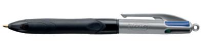 Bic Colours Grip Pro 4-kleurenbalpen, medium, klassieke inktkleuren, lichaam donkergrijs