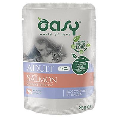 OASY Chunks in gravy Salmon - nat kattenvoer - 85g