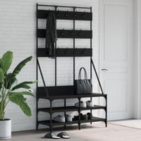 VidaXL Kledingrek met schoenenrek 100x40x184 cm zwart - thumbnail