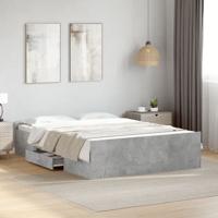 Bedframe met lades bewerkt hout betongrijs 120x200 cm - thumbnail
