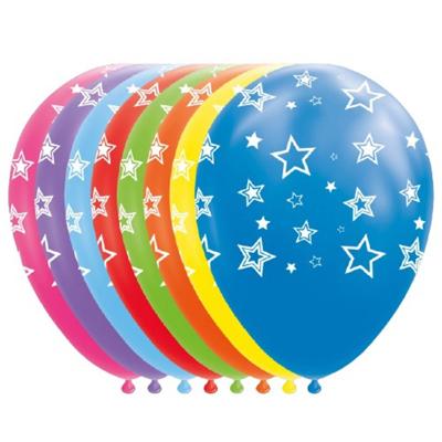 Globos Ballonnen sterren mix kleuren 30cm, 8st.