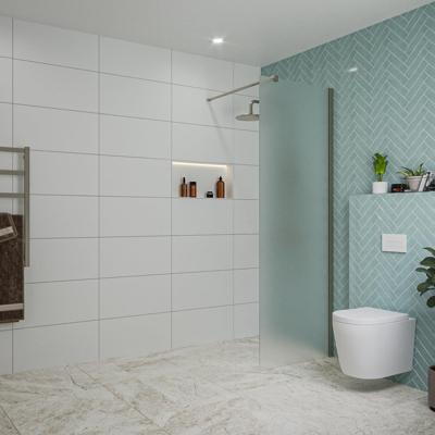 Fortifura Galeria inloopdouche - 70x200cm - mat glas - wandarm - Geborsteld Gunmetal PVD SW797924/SW797907