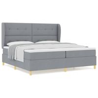 Boxspringbed met matras stof lichtgrijs 200x200 cm - thumbnail