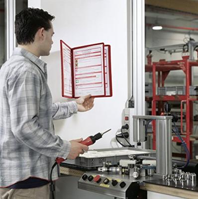 Durable Wandhouder | 5 zichtpanelen | rood | met profielframef. | 1 stuk - 555103 555103