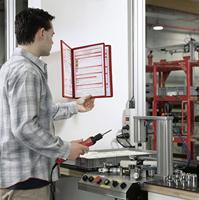 Durable Wandhouder | 5 zichtpanelen | rood | met profielframef. | 1 stuk - 555103 555103 - thumbnail