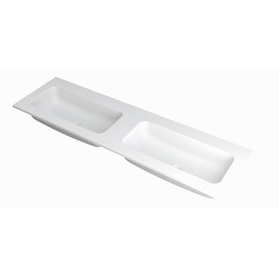 INK Faktor Wastafel Polystone Dubbel Zonder Kraangaten - 1600x450x15 mm - Mat Wit