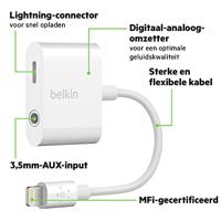 Belkin 3,5 mm Audio + Charge Rockstar (iPhone Aux-adapter/iPhone-oplaadadapter), wit - thumbnail