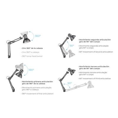 Bureaulamp EDM 30080 Melbourne Wit Metaal 60 W 24 x 98 cm E27 Flexo/bureaulamp Bureaulamp EDM 30080 Melbourne Wit Metaal 60 W 24 x 98 cm E27 Flexo/bureaulamp
