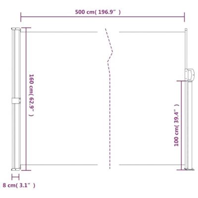 Windscherm uittrekbaar 160x500 cm beige