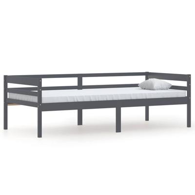 Bedframe massief grenenhout donkergrijs 90x200 cm
