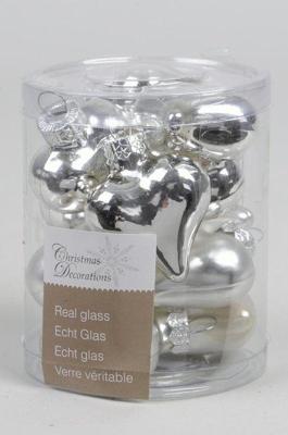Decoris kersthangers glas hart 12st zilver