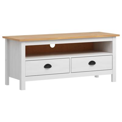 VidaXL Tv-meubel hill 110x40x47 cm massief grenenhout wit