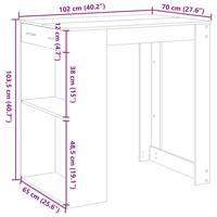 Bartafel 102x70x103,5 cm bewerkt hout wit - thumbnail