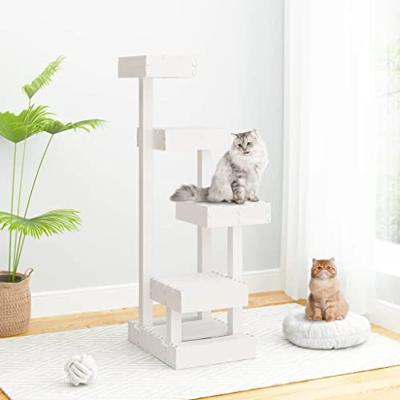 Kattenmeubel 45,5x49x103 cm massief grenenhout wit